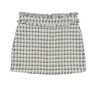 Katie J NYC Charlotte Boucle Tweed Textured Fray Skirt Large